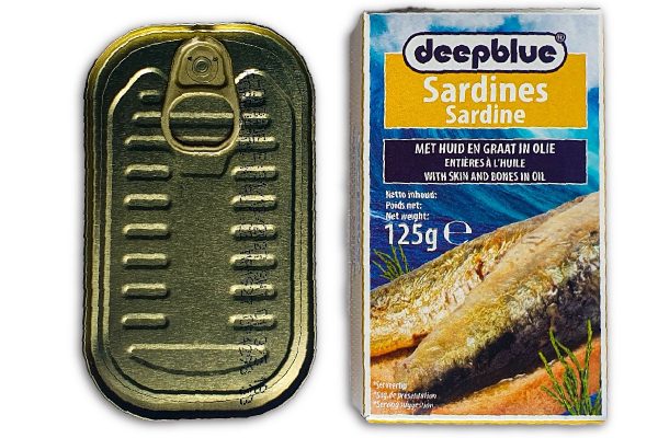 Sardines met vel en graat in zonnebloemolie 14x 125g blikjes